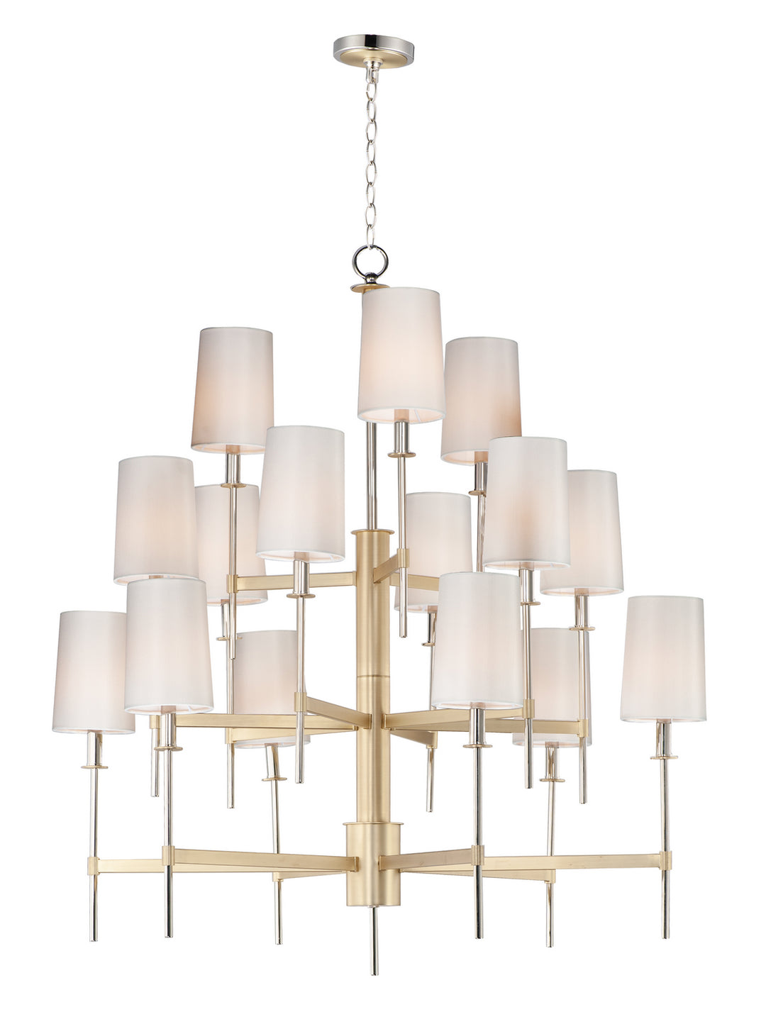 Maxim Uptown 32399OFSBRPN Chandelier Light - Satin Brass / Polished Nickel