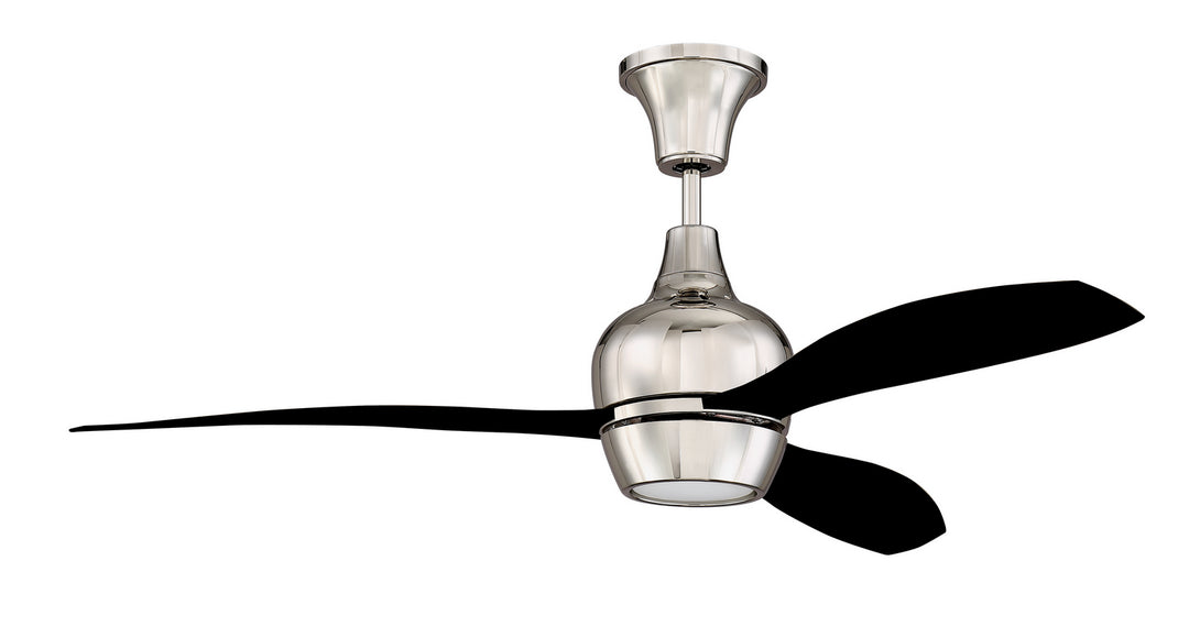 Craftmade Bordeaux BRD52PLN3-FB Ceiling Fan 52 - Polished Nickel, Flat Black/Flat Black/