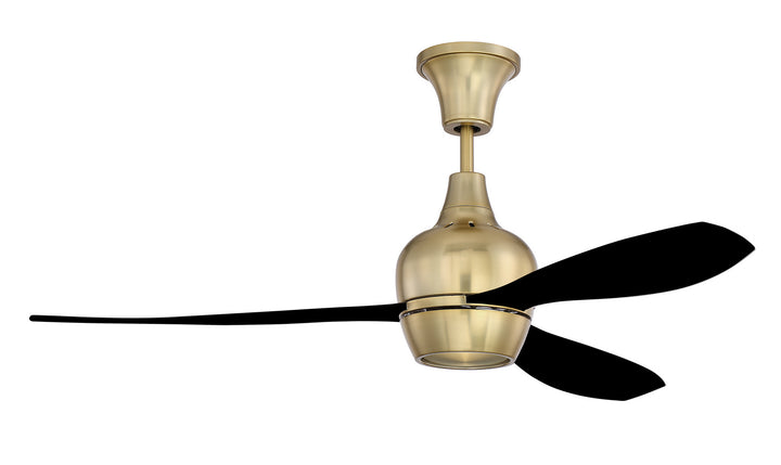 Craftmade Bordeaux Remote BRD52SB3-FB-UCI Ceiling Fan 52 - Satin Brass, Flat Black/Flat Black/