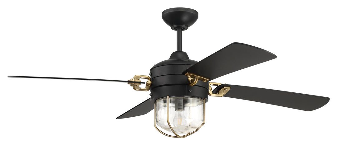 Craftmade Nola NOL52FBSB4 Ceiling Fan 52 - Flat Black/Satin Brass, Flat Black/Flat Black/