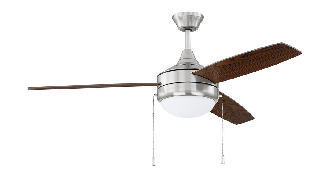 Craftmade Phaze 3 Blade PHA52BNK3 Ceiling Fan 52 - Brushed Polished Nickel, Walnut/Dark Oak/