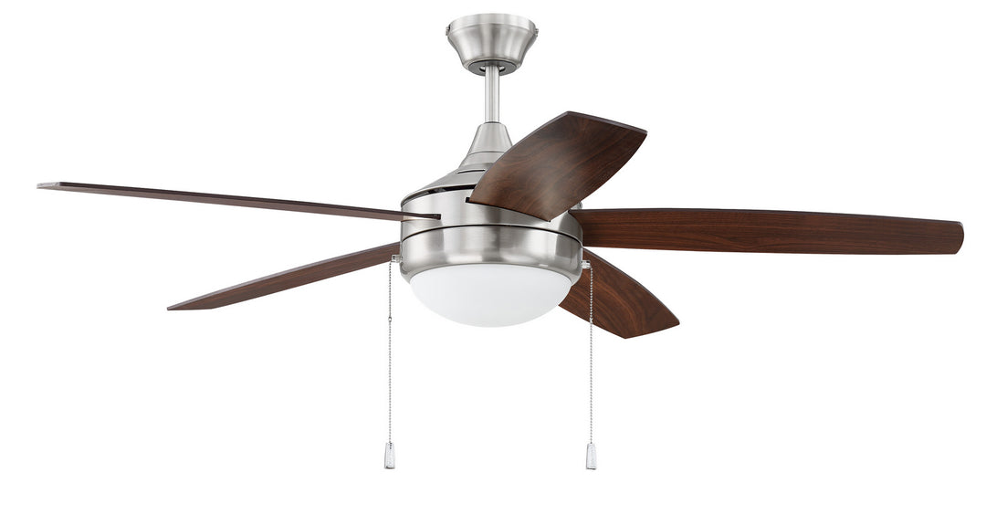 Craftmade Phaze 5 Blade PHA52BNK5 Ceiling Fan 52 - Brushed Polished Nickel, Walnut/Dark Oak/