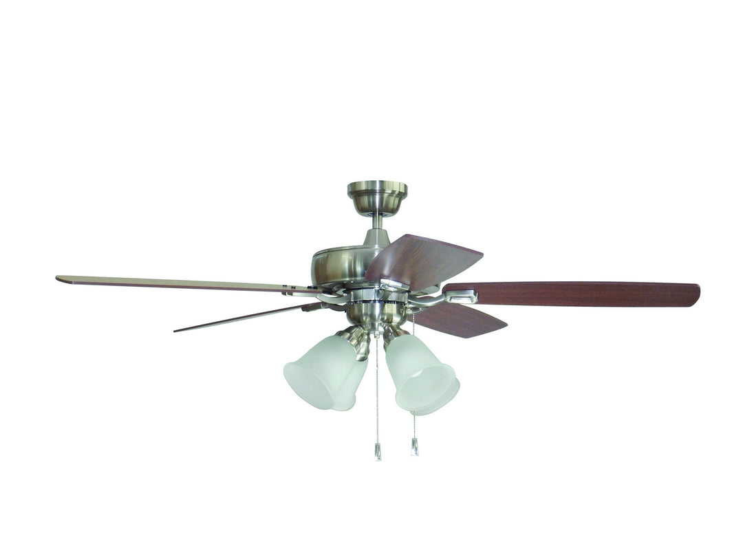 Craftmade Twist N Click 4 Light TCE52BNK5C4 Ceiling Fan 52 - Brushed Polished Nickel, Ash/Mahogany/