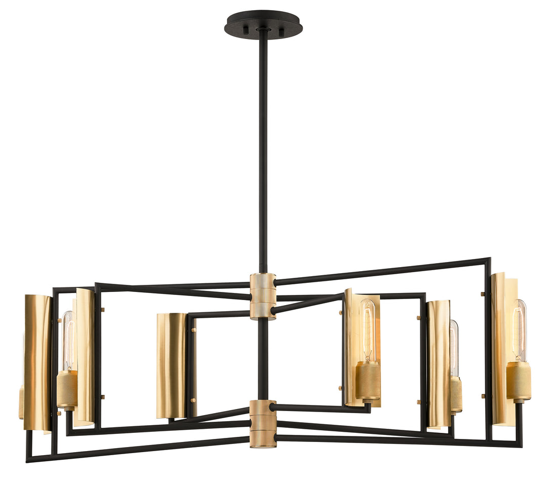 Troy Emerson F6787 Chandelier Light - Carbide Blk & Brushed Brass