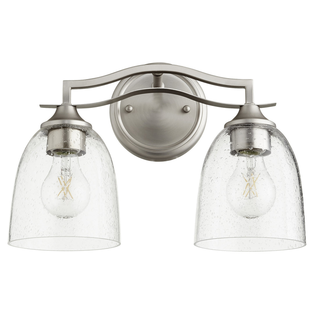 Quorum Jardin 5027-2-265 Bath Vanity Light 15 in. wide - Satin Nickel W/ Clear/Seeded