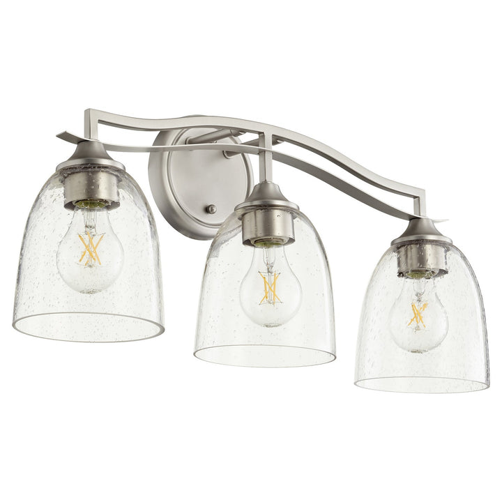 Quorum Jardin 5027-3-265 Bath Vanity Light 22 in. wide - Satin Nickel W/ Clear/Seeded