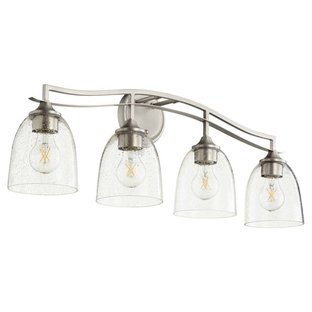 Quorum Jardin 5027-4-265 Bath Vanity Light 30 in. wide - Satin Nickel W/ Clear/Seeded