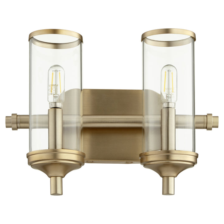 Quorum Collins 5044-2-80 Bath Vanity Light 13 in. wide - Aged Brass