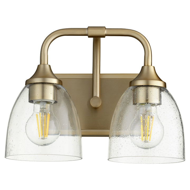 Quorum Enclave 5059-2-280 Bath Vanity Light 13 in. wide - Aged Brass W/ Clear/Seeded