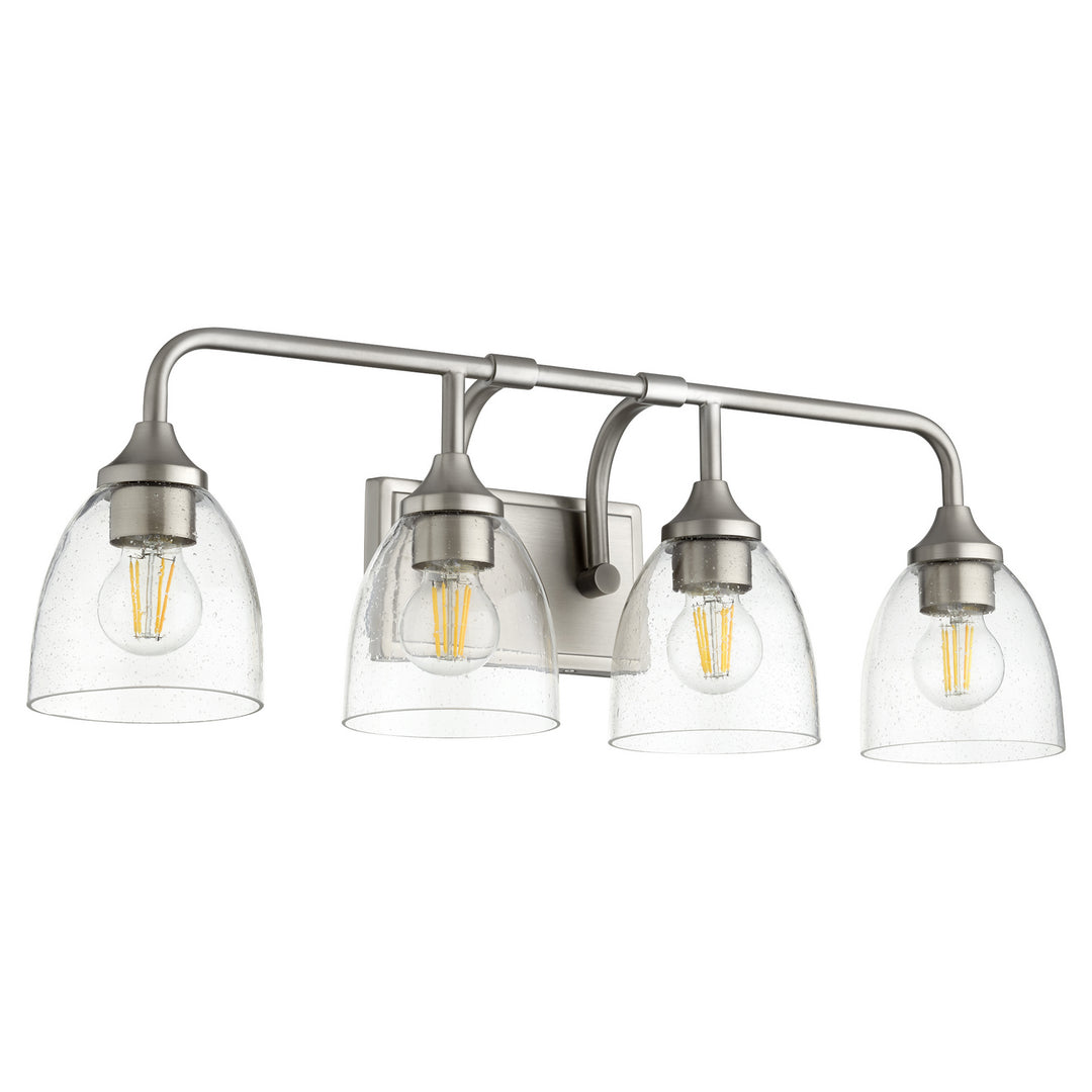 Quorum Enclave 5059-4-265 Bath Vanity Light 27 in. wide - Satin Nickel W/ Clear/Seeded