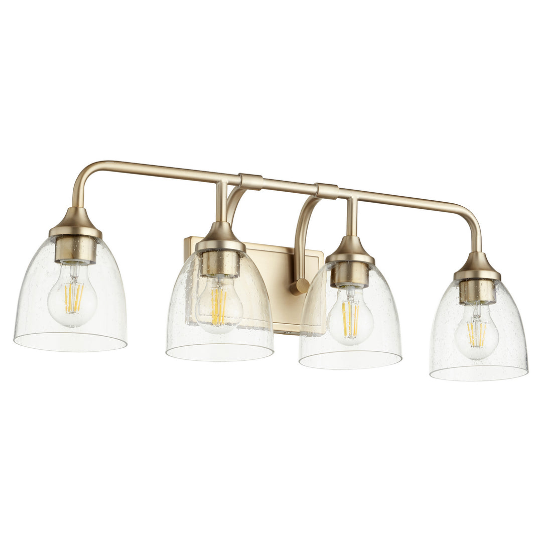 Quorum Enclave 5059-4-280 Bath Vanity Light 27 in. wide - Aged Brass W/ Clear/Seeded