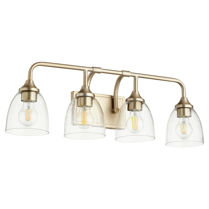 Quorum Enclave 5059-4-280 Bath Vanity Light 27 in. wide - Aged Brass W/ Clear/Seeded