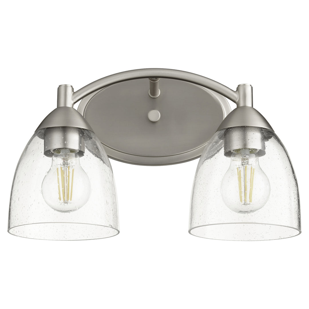 Quorum Barkley 5069-2-265 Bath Vanity Light 14 in. wide - Satin Nickel W/ Clear/Seeded
