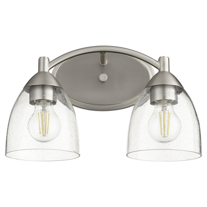 Quorum Barkley 5069-2-265 Bath Vanity Light 14 in. wide - Satin Nickel W/ Clear/Seeded