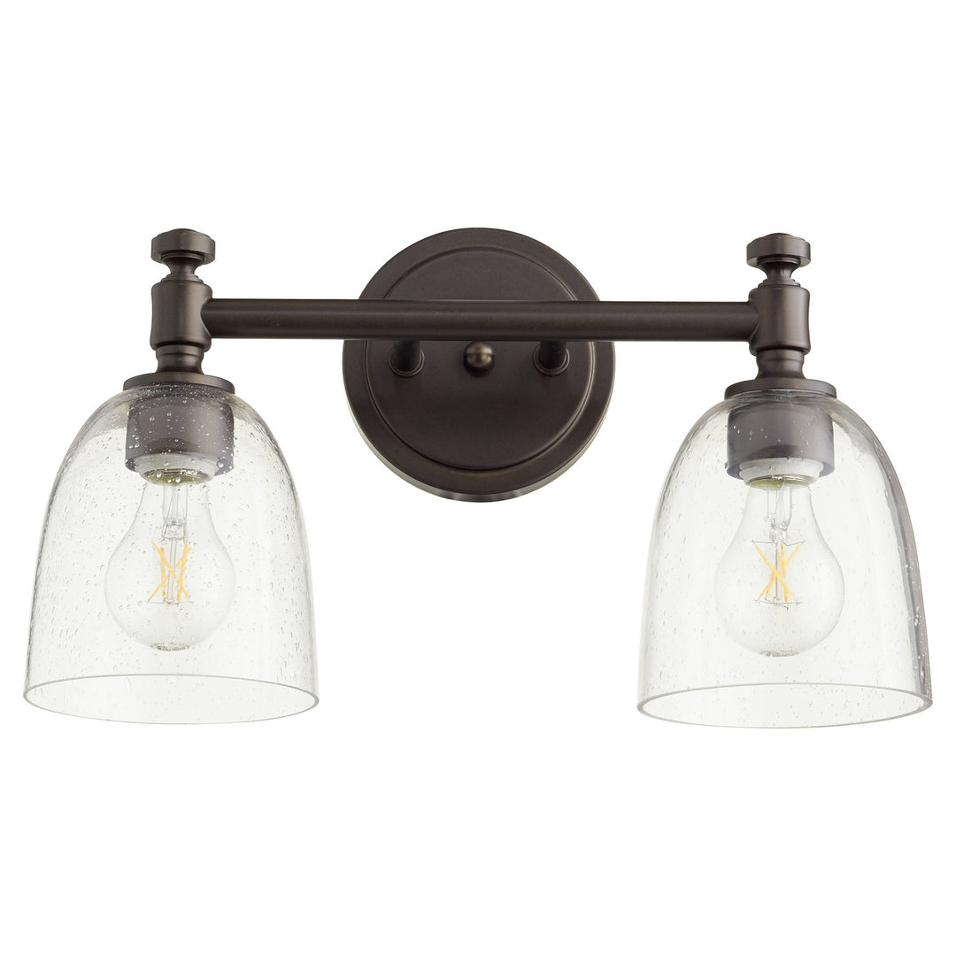 Quorum Rossington 5122-2-286 Bath Vanity Light - Oiled Bronze W/ Clear/Seeded