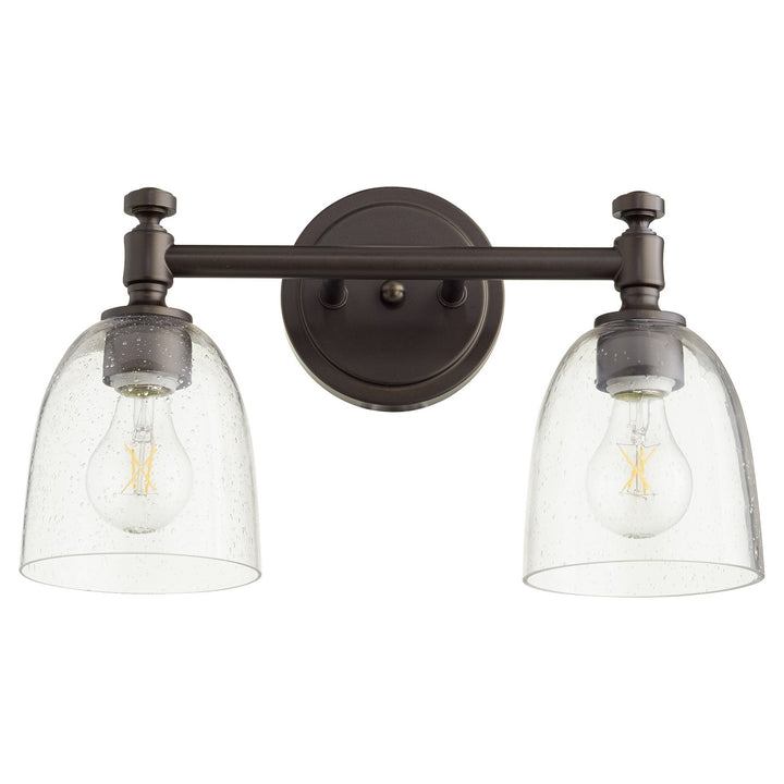 Quorum Rossington 5122-2-286 Bath Vanity Light - Oiled Bronze W/ Clear/Seeded