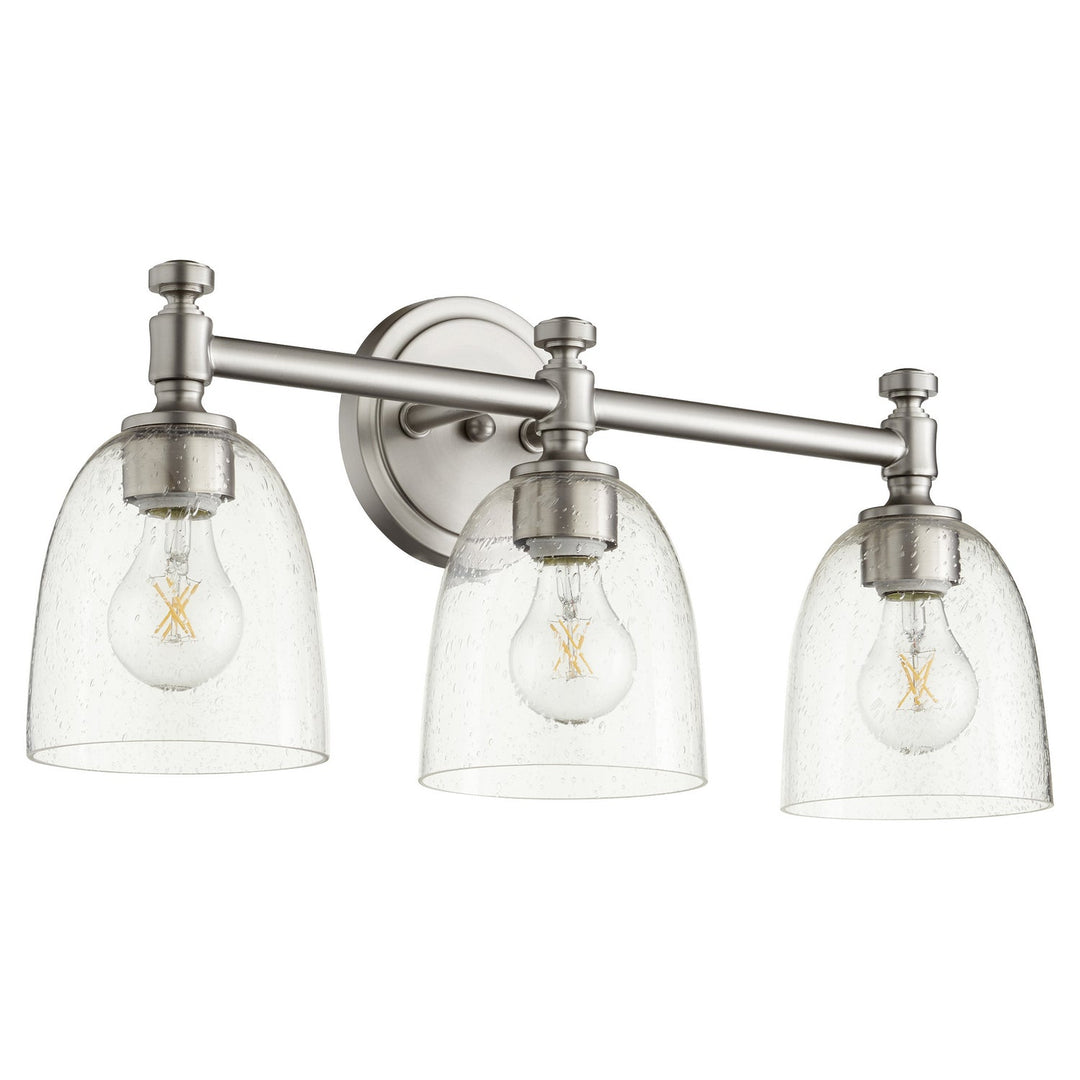 Quorum Rossington 5122-3-265 Bath Vanity Light 22 in. wide - Satin Nickel W/ Clear/Seeded