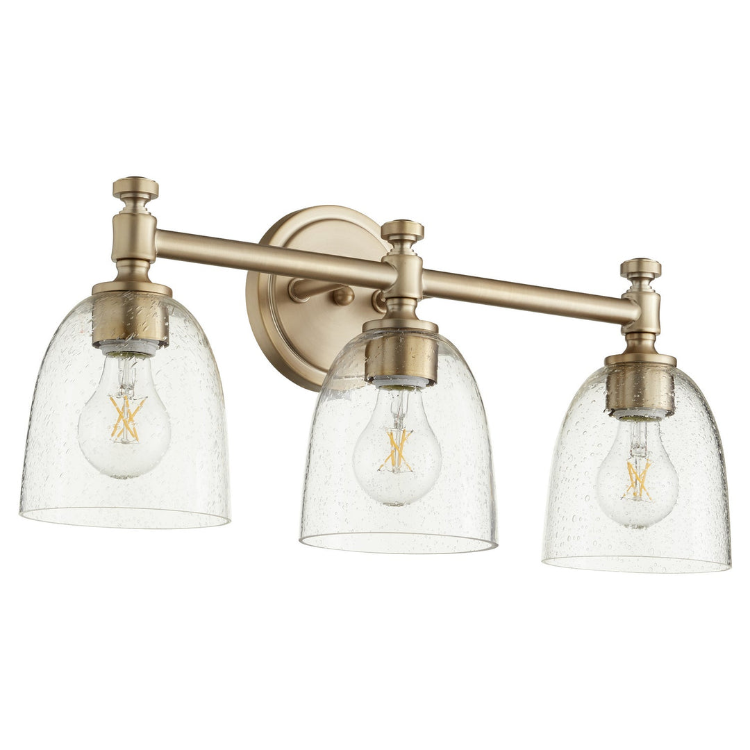 Quorum Rossington 5122-3-280 Bath Vanity Light 22 in. wide - Aged Brass W/ Clear/Seeded