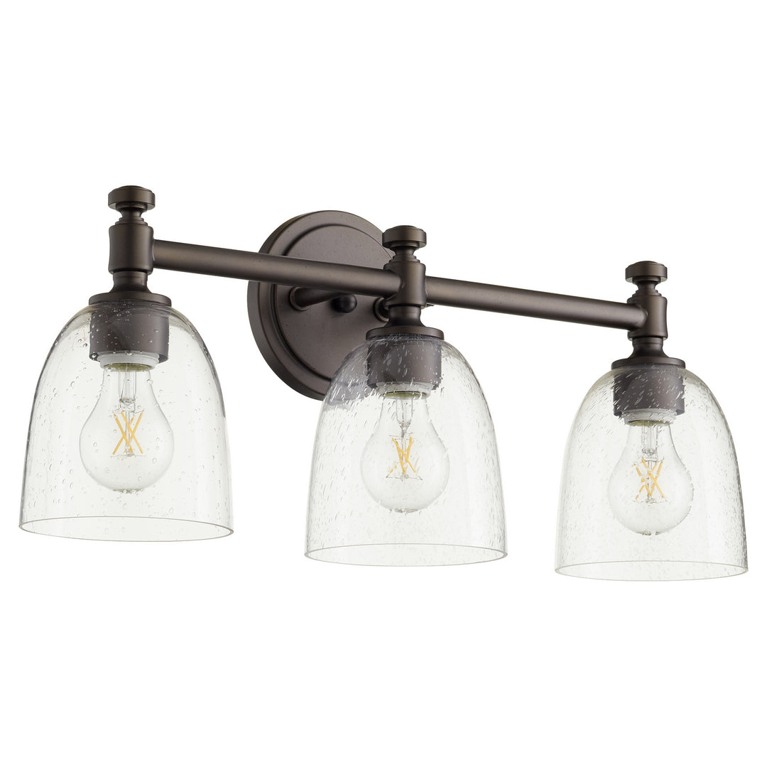 Quorum Rossington 5122-3-286 Bath Vanity Light 22 in. wide - Oiled Bronze W/ Clear/Seeded