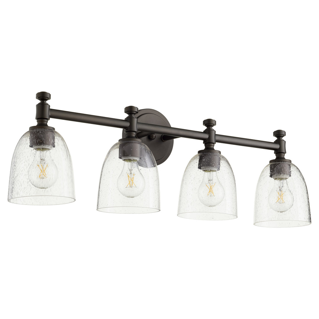Quorum Rossington 5122-4-286 Bath Vanity Light 30 in. wide - Oiled Bronze W/ Clear/Seeded