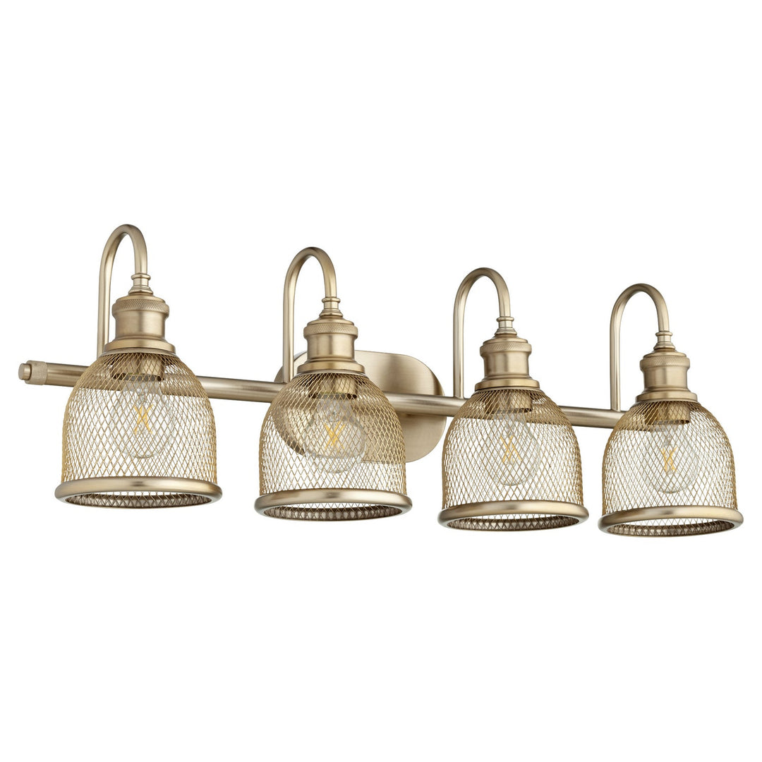 Quorum Omni 5212-4-80 Bath Vanity Light 31 in. wide - Aged Brass, Weathered Oak/Walnut/