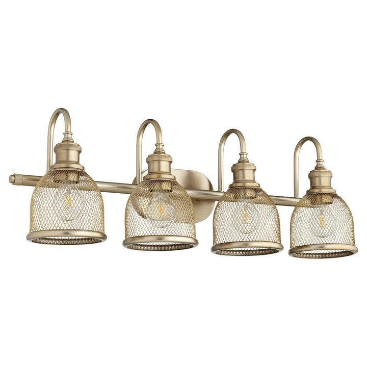 Quorum Omni 5212-4-80 Bath Vanity Light 31 in. wide - Aged Brass, Weathered Oak/Walnut/