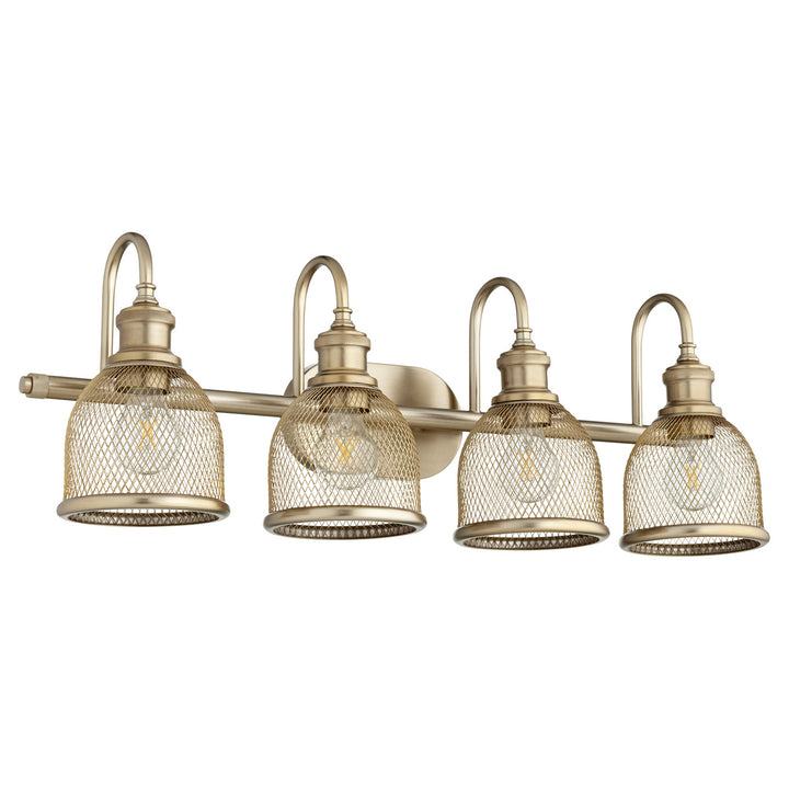 Quorum Omni 5212-4-80 Bath Vanity Light 31 in. wide - Aged Brass, Weathered Oak/Walnut/