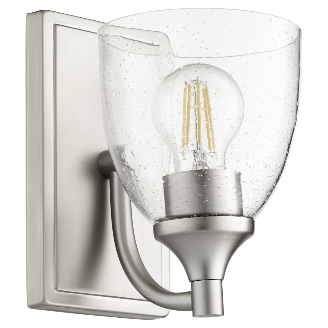 Quorum Enclave 5459-1-265 Wall Sconce Light - Satin Nickel W/ Clear/Seeded