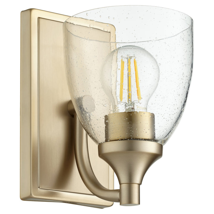 Quorum Enclave 5459-1-280 Wall Sconce Light - Aged Brass W/ Clear/Seeded