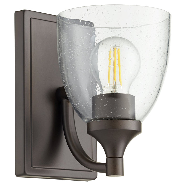 Quorum Enclave 5459-1-286 Wall Sconce Light - Oiled Bronze W/ Clear/Seeded