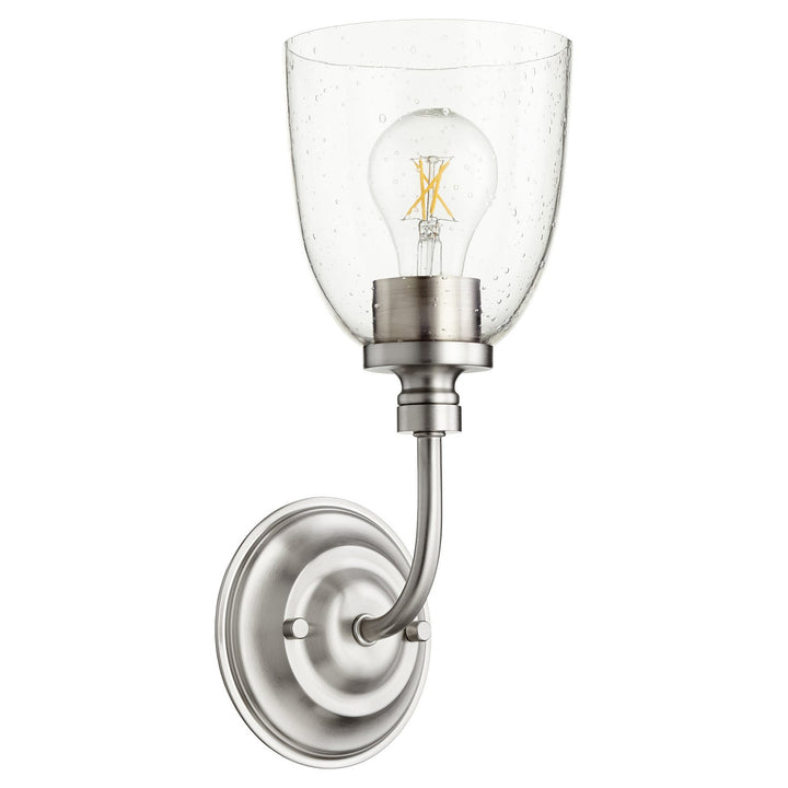 Quorum Rossington 5522-1-265 Wall Sconce Light - Satin Nickel W/ Clear/Seeded