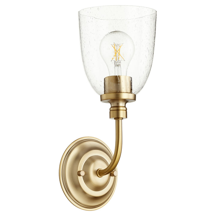Quorum Rossington 5522-1-280 Wall Sconce Light - Aged Brass W/ Clear/Seeded