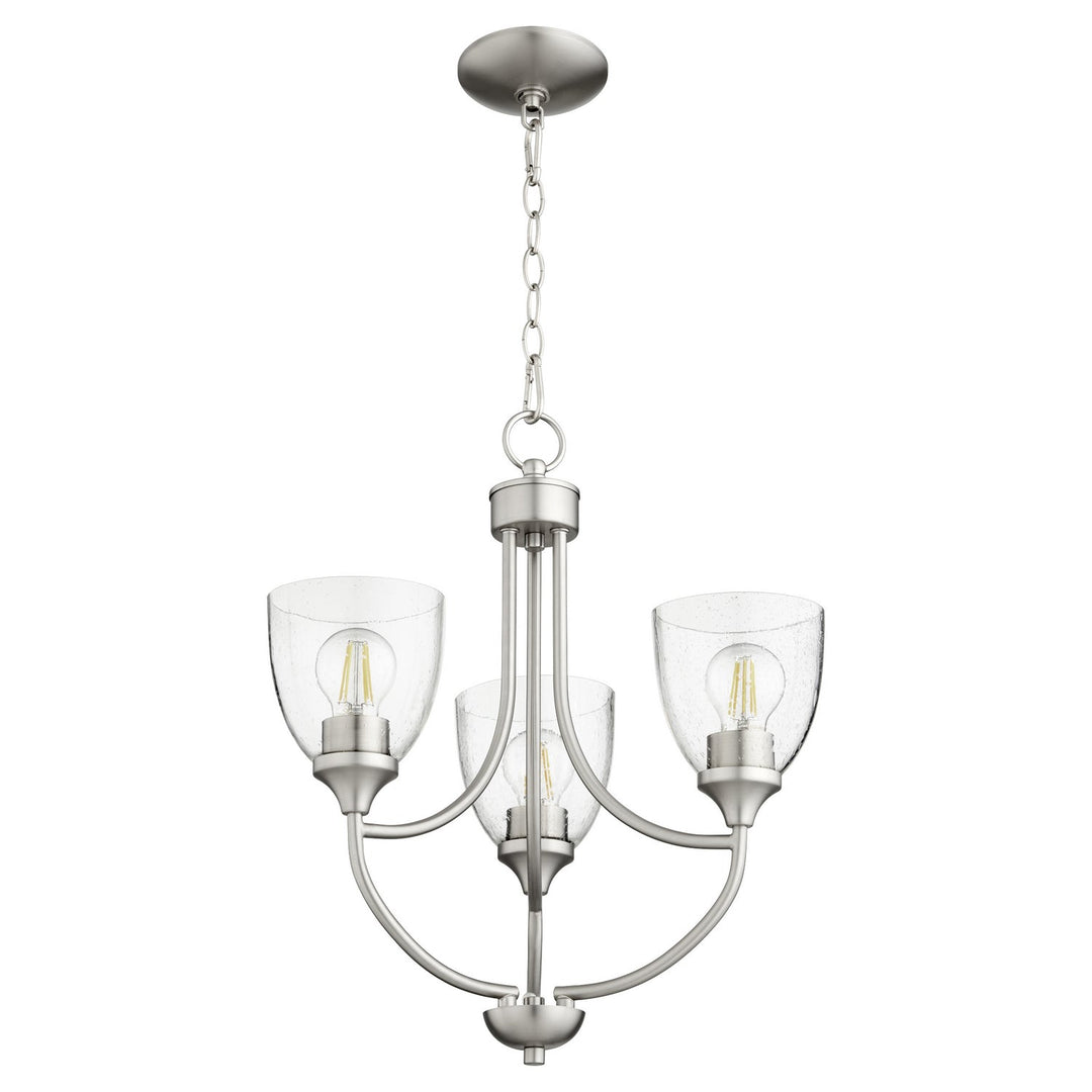 Quorum Enclave 6059-3-265 Chandelier Light - Satin Nickel W/ Clear/Seeded
