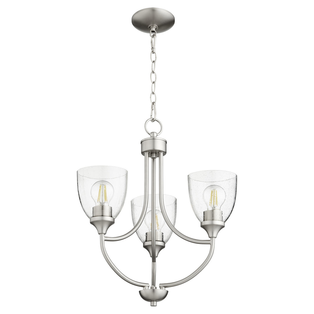 Quorum Enclave 6059-3-265 Chandelier Light - Satin Nickel W/ Clear/Seeded