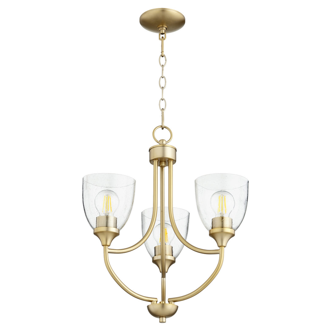 Quorum Enclave 6059-3-280 Chandelier Light - Aged Brass W/ Clear/Seeded