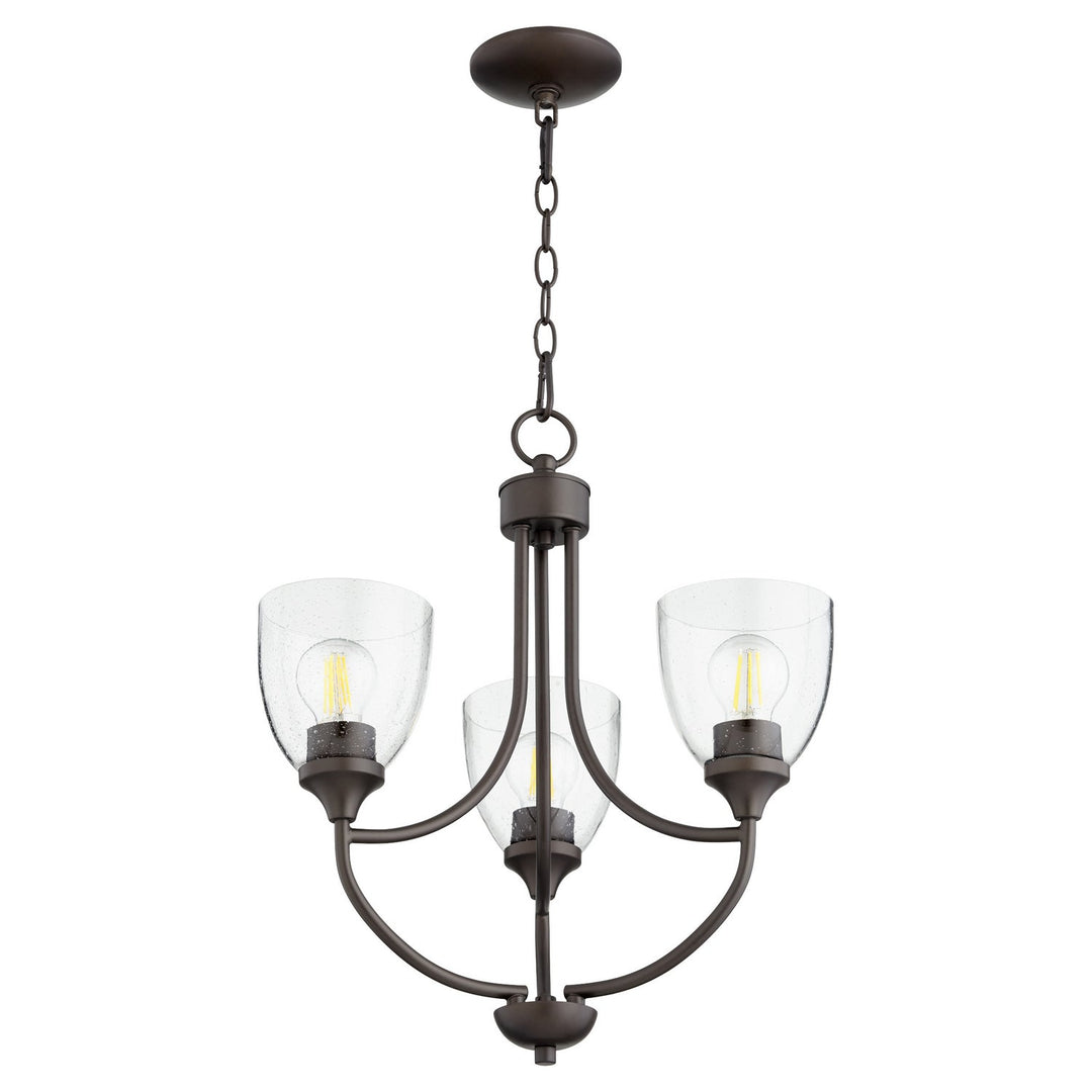 Quorum Enclave 6059-3-286 Chandelier Light - Oiled Bronze W/ Clear/Seeded