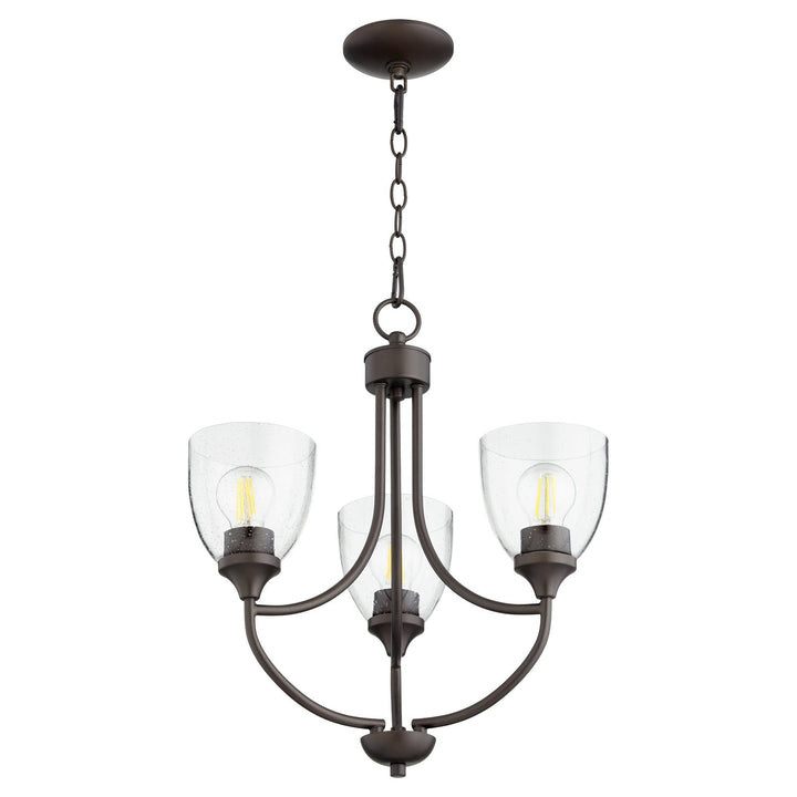 Quorum Enclave 6059-3-286 Chandelier Light - Oiled Bronze W/ Clear/Seeded