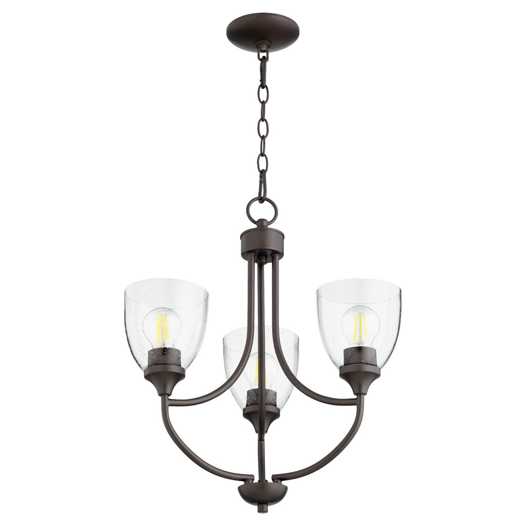 Quorum Enclave 6059-3-286 Chandelier Light - Oiled Bronze W/ Clear/Seeded