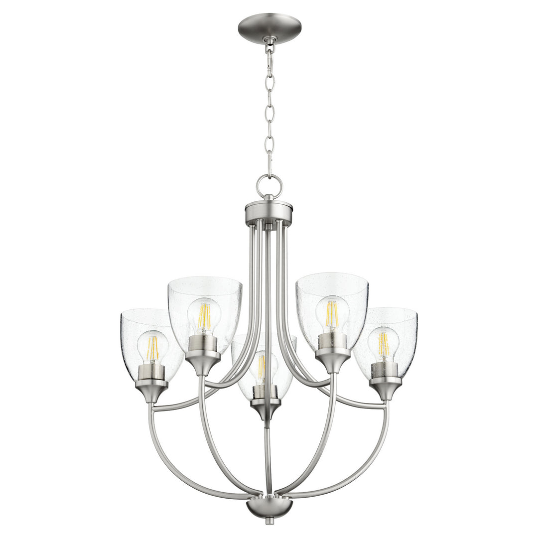 Quorum Enclave 6059-5-265 Chandelier Light - Satin Nickel W/ Clear/Seeded
