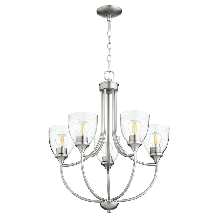 Quorum Enclave 6059-5-265 Chandelier Light - Satin Nickel W/ Clear/Seeded