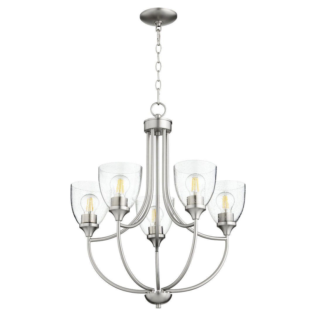 Quorum Enclave 6059-5-265 Chandelier Light - Satin Nickel W/ Clear/Seeded