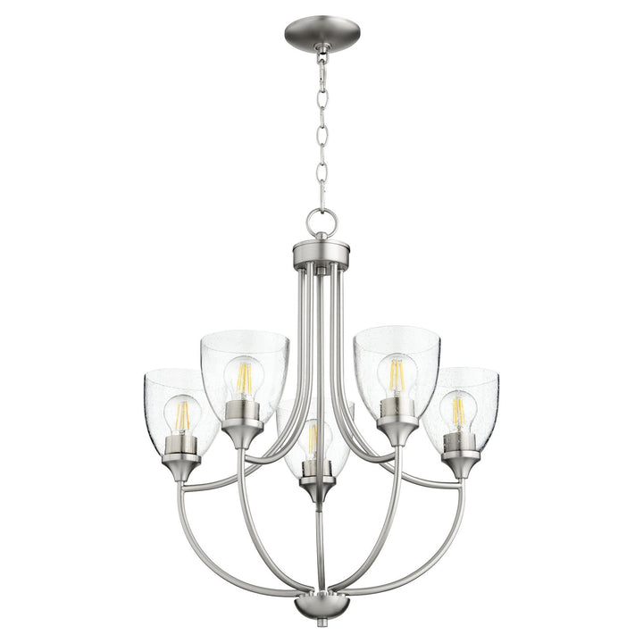 Quorum Enclave 6059-5-265 Chandelier Light - Satin Nickel W/ Clear/Seeded