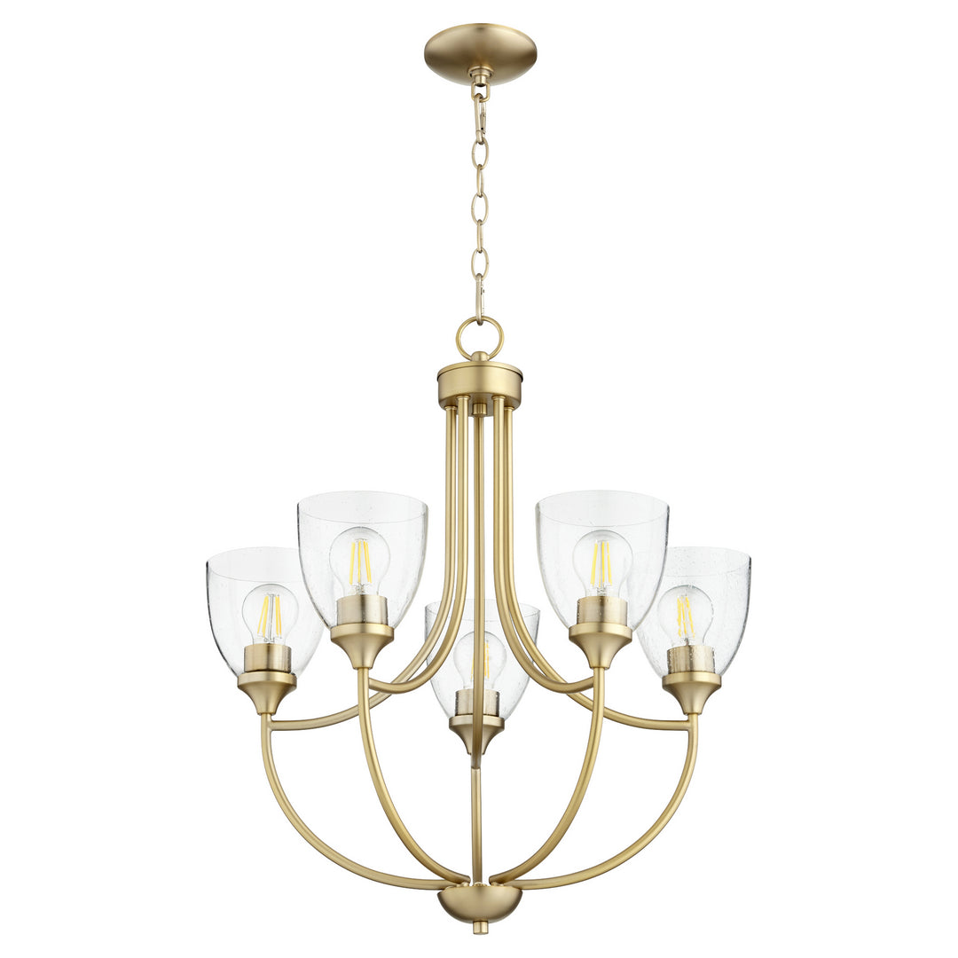 Quorum Enclave 6059-5-280 Chandelier Light - Aged Brass W/ Clear/Seeded