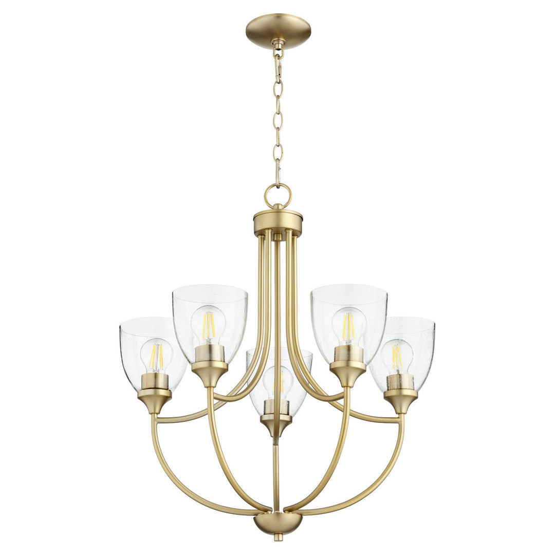 Quorum Enclave 6059-5-280 Chandelier Light - Aged Brass W/ Clear/Seeded