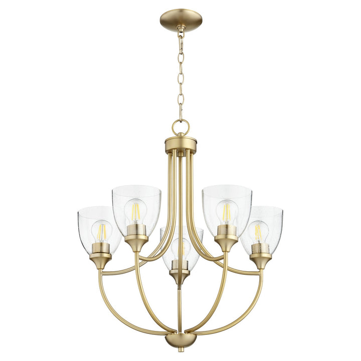 Quorum Enclave 6059-5-280 Chandelier Light - Aged Brass W/ Clear/Seeded