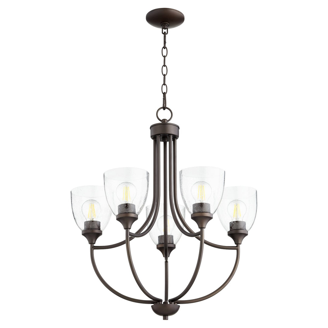 Quorum Enclave 6059-5-286 Chandelier Light - Oiled Bronze W/ Clear/Seeded
