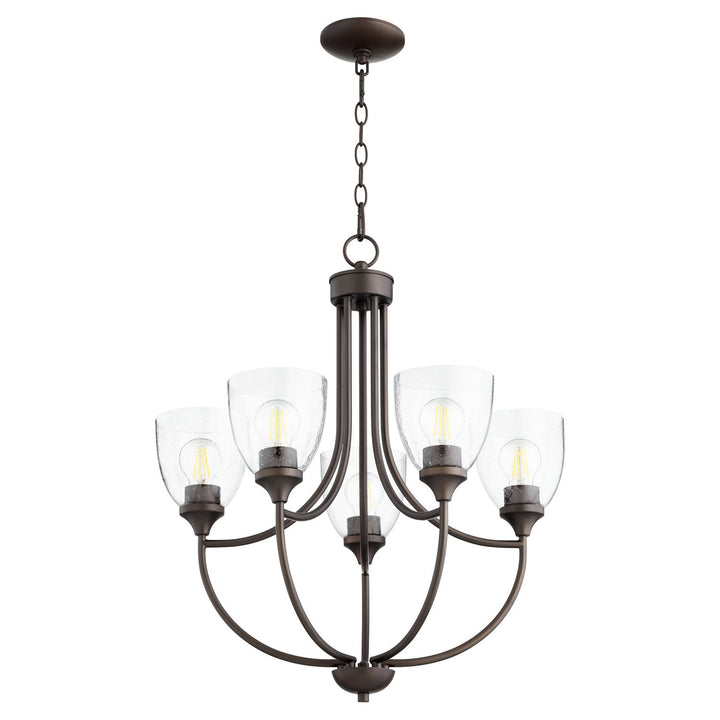 Quorum Enclave 6059-5-286 Chandelier Light - Oiled Bronze W/ Clear/Seeded