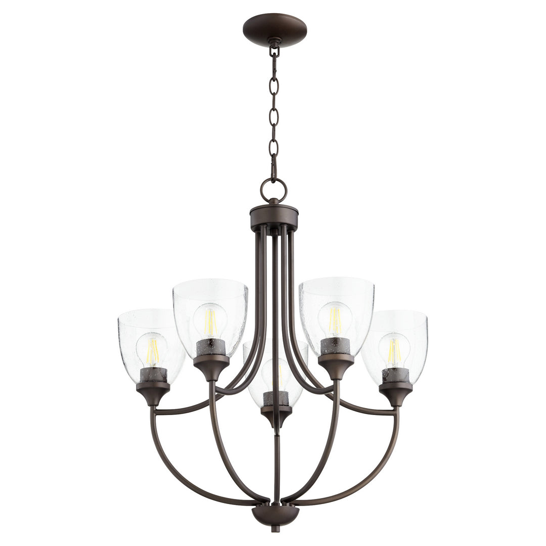 Quorum Enclave 6059-5-286 Chandelier Light - Oiled Bronze W/ Clear/Seeded