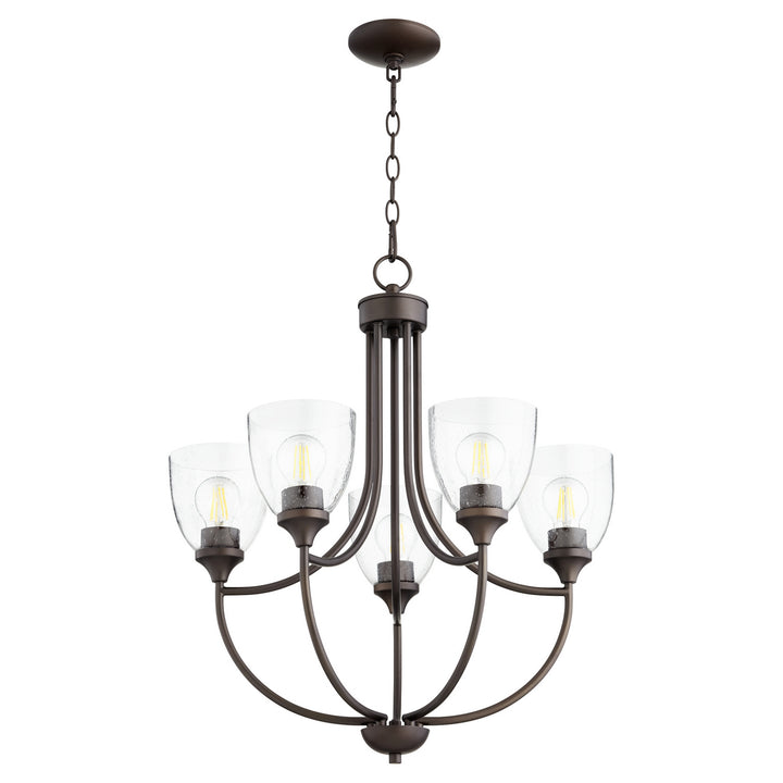 Quorum Enclave 6059-5-286 Chandelier Light - Oiled Bronze W/ Clear/Seeded