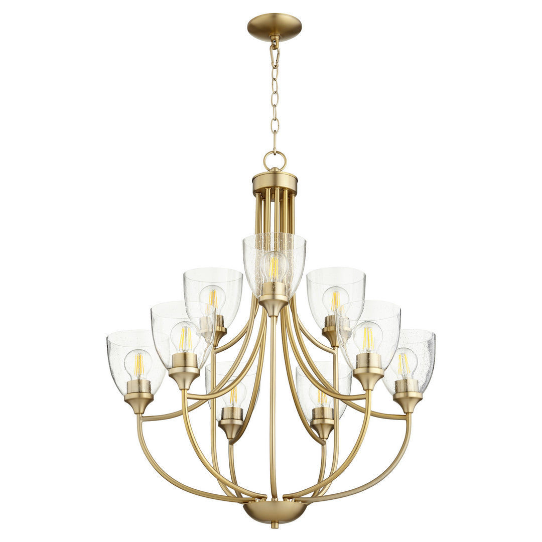 Quorum Enclave 6059-9-280 Chandelier Light - Aged Brass W/ Clear/Seeded